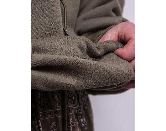 Mikina Karl Kani Small Signature Patchwork Crew dark green/military green