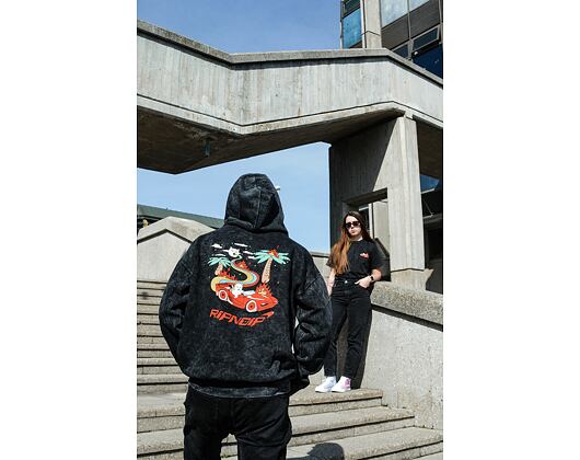Mikina Rip N Dip Hell Racer Hoodie Black Mineral Wash RND9041