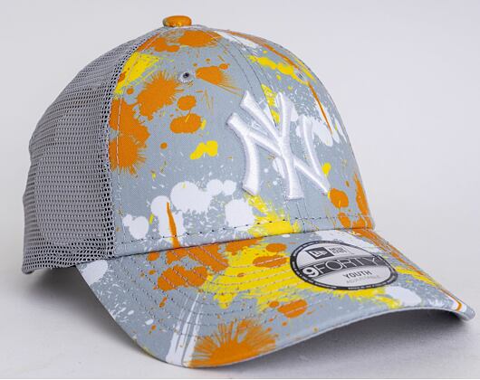 Dětská kšiltovka New Era 9FORTY Kids Trucker MLB Print New York Yankees Strapback Dolphin Gray/Optic