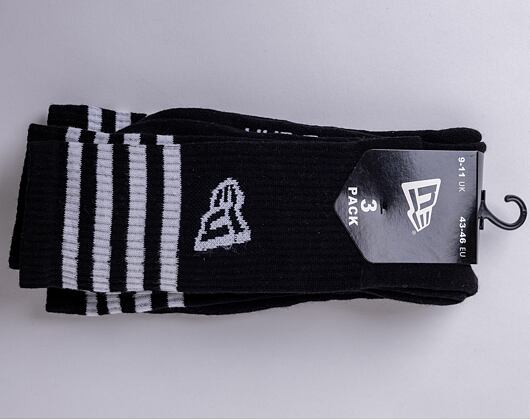 3 páry ponožek New Era Stripe Crew 3Pack Black
