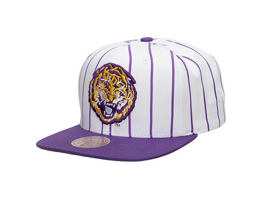 Kšiltovka Mitchell & Ness NCAA Retro Pinstripe Snapback Louisiana State University White
