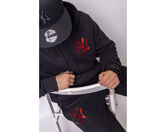 Mikina New Era MLB Foil Back Print Hoody New York Yankees Black/Metallic Red