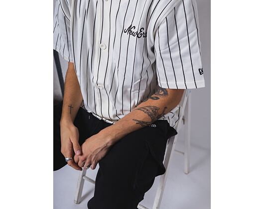 Baseballový dres New Era Pinstripe Jersey Off White / Brown