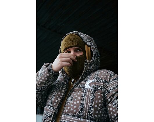 Bunda Karl Kani OG Hooded Corduroy Paisley Puffer Jacket dark taupe/ b/w
