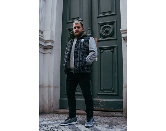Vesta Karl Kani OG Reversible Paisley Puffer Vest black/military green