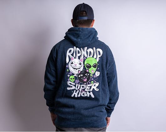 Mikina Rip & Dip Super High Hoodie Navy Mineral Wash