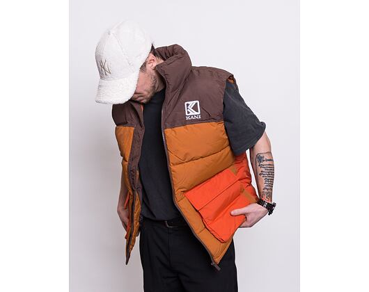 Vesta Karl Kani OG Block Puffer Vest dark orange/sand/brown