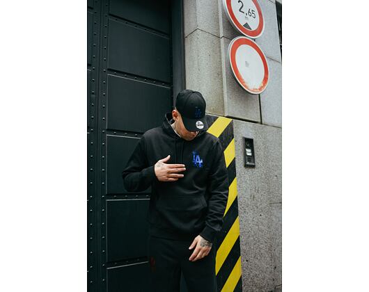 Mikina New Era MLB Foil Back Print Hoody Los Angeles Dodgers Black/Metallic Blue
