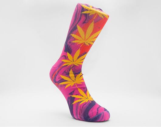 Ponožky HUF Digtial Plantlife Sock purple x yellow