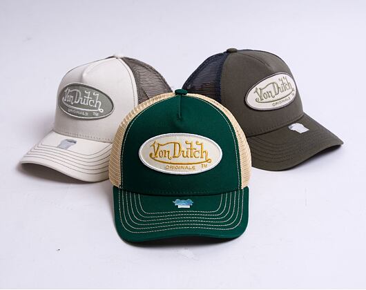Kšiltovka Von Dutch Boston Trucker Cotton Twill Green/Tan