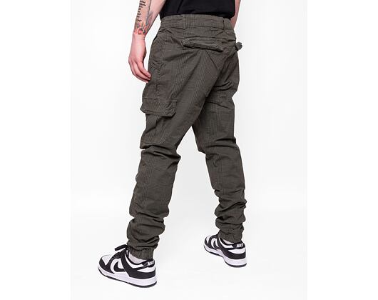 Kalhoty Urban Classics AOP Glencheck Cargo Jog Pants Olive