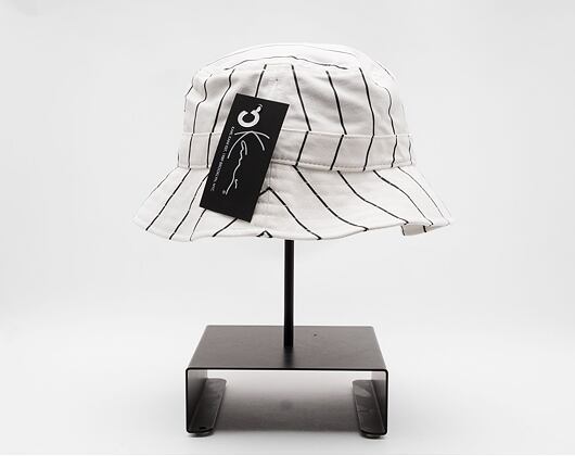 Klobouk Karl Kani Signature Pinstripe Bucket Hat white/black