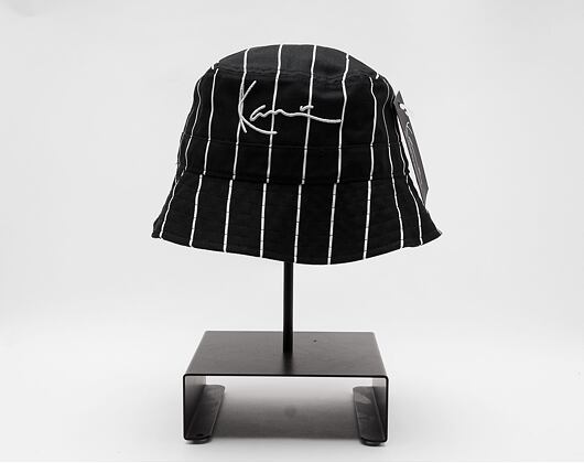 Klobouk Karl Kani Signature Pinstripe Bucket Hat black/white