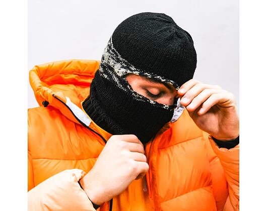 Custom made pletená Balaclava kukla - Black / Cream Storm