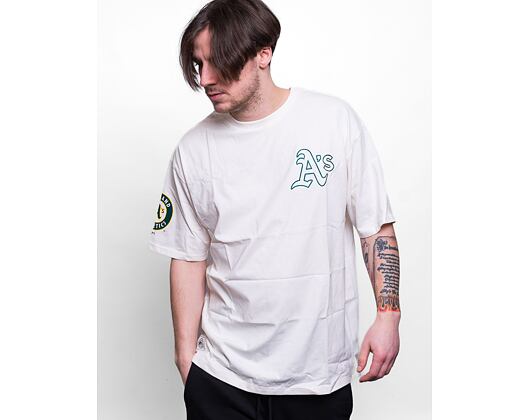 Triko New Era Heritage Back Print Oversized Tee Oakland Athletics Off White / Dark Green