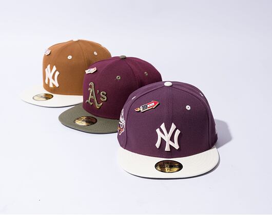 Kšiltovka New Era 59FIFTY MLB WS Sidepatch Trail Mix New York Yankees Plum / Chrome White