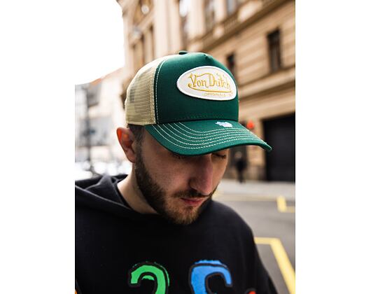 Kšiltovka Von Dutch Boston Trucker Cotton Twill Green/Tan