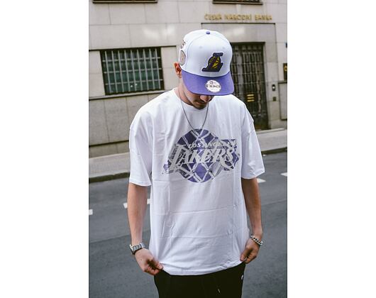 Triko New Era NBA Infill Logo Oversized Tee Los Angeles Lakers White / True Purple