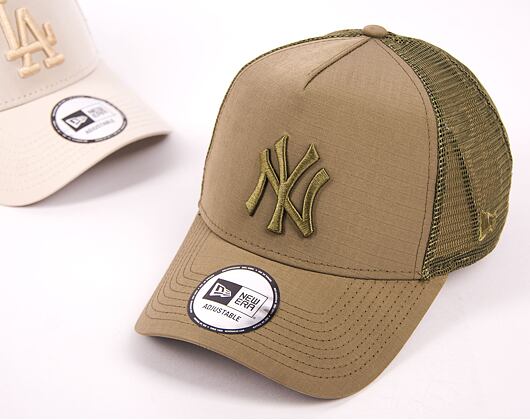 Kšiltovka New Era 9FORTY A-Frame Trucker MLB Tech Ripstop Trucker New York Yankees New Olive