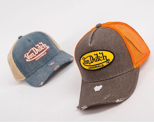 Kšiltovka Von Dutch Trucker Boston Cotton Denim Denim/Orange