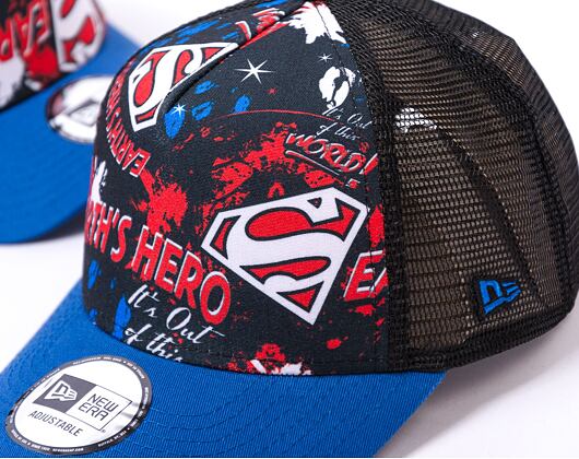 Dětská Kšiltovka New Era 9FORTY Kids A-Frame Trucker DC Print Superman Blue Azure / Black