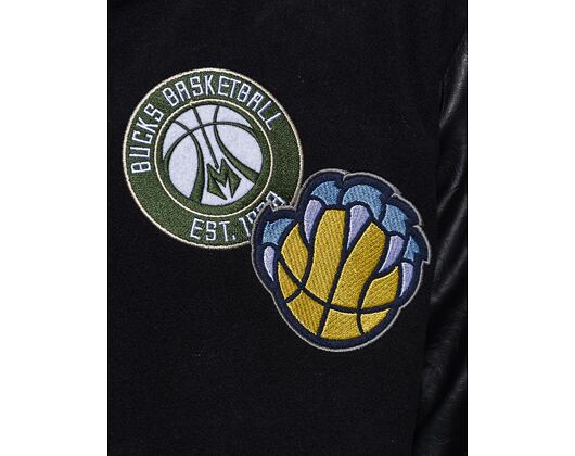Bunda New Era NBA Badge Varsity Jacket NBA All-Over Black / Optic White