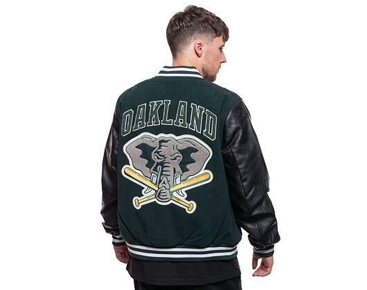 Bunda New Era MLB Large Logo Varsity Oakland Athletics Cooperstown Dark Green / Black