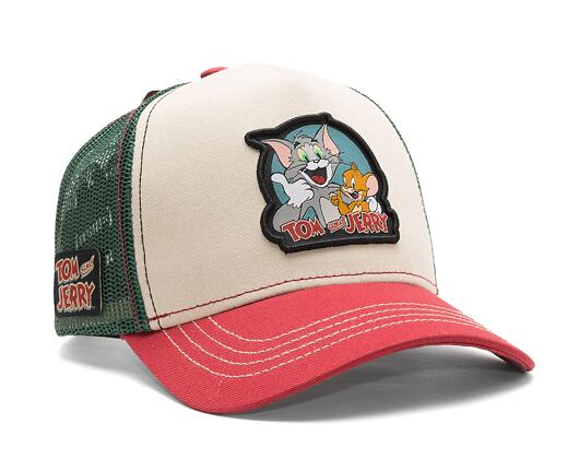 Kšiltovka Capslab - Trucker Tom & Jerry - Tom & Jerry - Sand / Green / Red