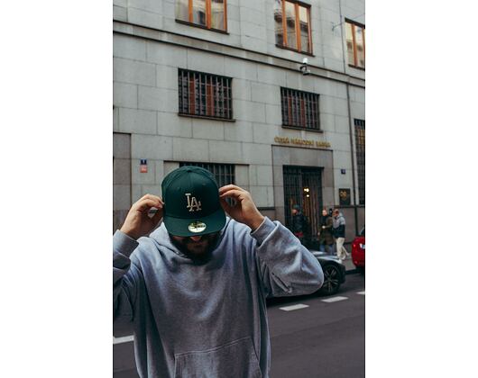 Kšiltovka New Era 59FIFTY MLB League Essential Los Angeles Dodgers Dark Green / Stone
