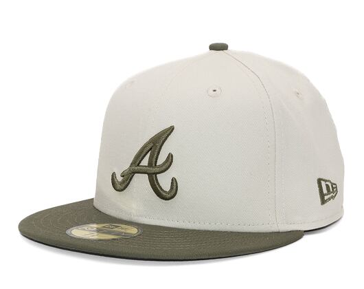 Kšiltovka New Era 59FIFTY MLB White Crown Atlanta Braves Cooperstown Off White / New Olive