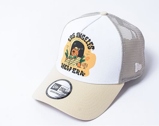 Kšiltovka New Era - 9FORTY Trucker Graphic Print - Los Angeles - Beige