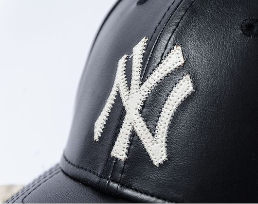 Kšiltovka New Era - MLB Image Drop - Leather 9FORTY - NY Yankees - Black / Off White