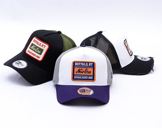 Kšiltovka New Era - Buffalo Patch Canvas 9FORTY Trucker - White / Light Navy