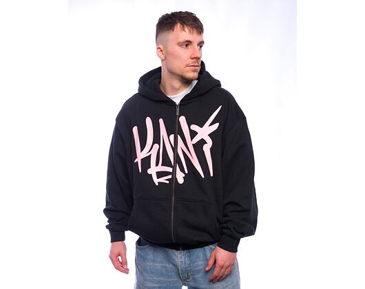 Mikina Karl Kani - Woven Signature Kani Os Zip Hoodie - black/rose