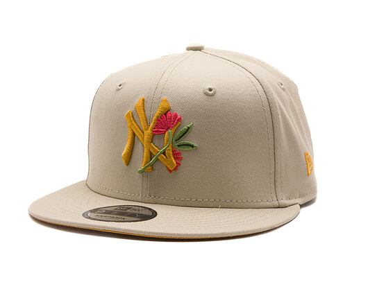 Kšiltovka New Era - MLB Floral 9FIFTY - NY Yankees - Stone / Yellow