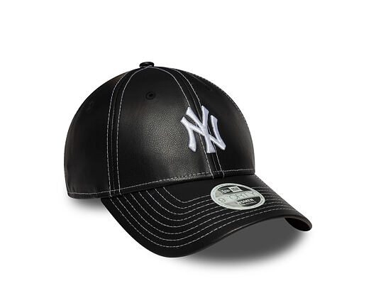 Dámská Kšiltovka New Era - MLB Contrast Stitch PU Leather 9FORTY - NY Yankees - Black / White