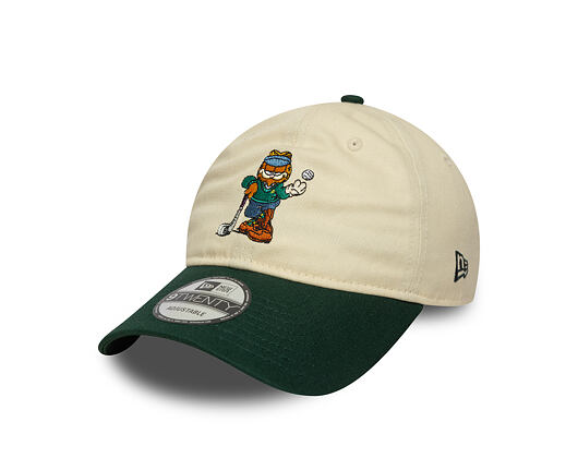 Kšiltovka New Era - Garfield at Golf Course 9TWENTY - Cream / Dark Green