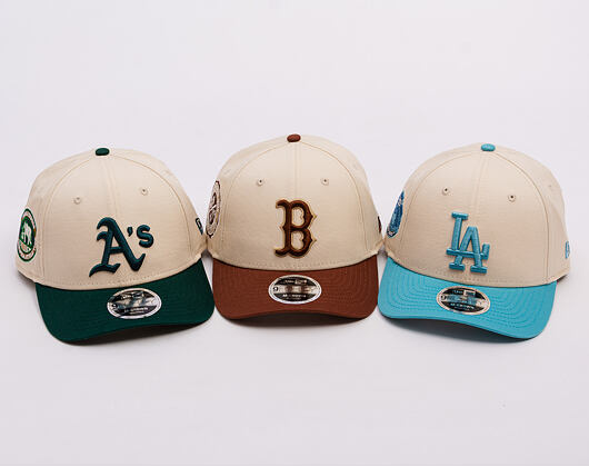 Kšiltovka New Era - MLB WS Patch Retro 9FORTY M-CROWN - Oakland Athletics - Cream / Dark Green