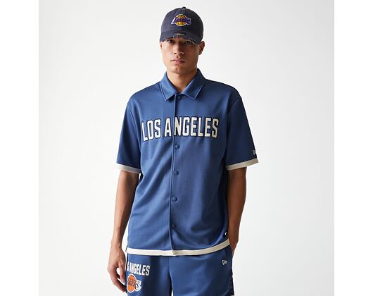Dres New Era - NBA Button Jersey Shirt - LA Lakers - Muted Indigo