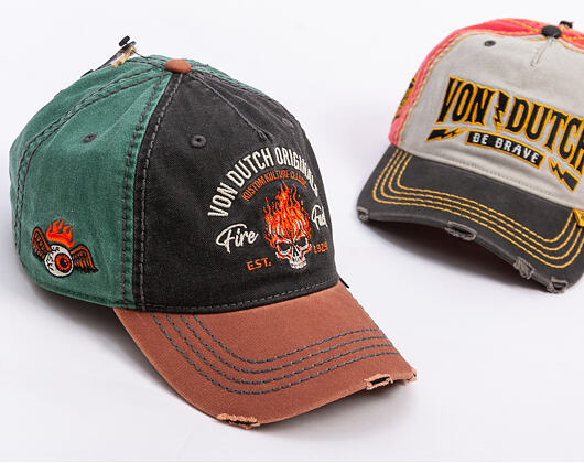 Kšiltovka Von Dutch - Trucker - Washed Brown/Black/Green