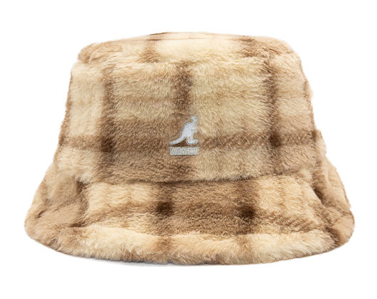 Klobouk Kangol - Faux Fur Bucket - Beige Multi Plaid