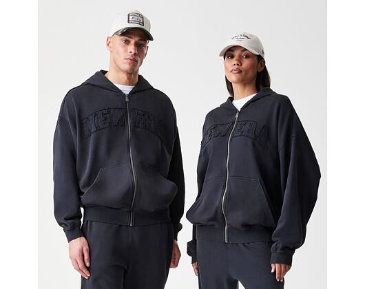 Mikina New Era - Branded Washed Full-Zip Hoody - Black