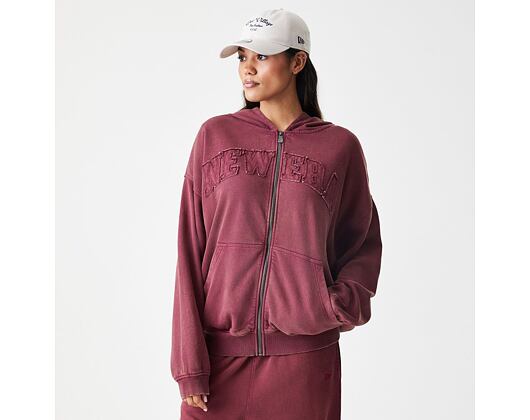 Mikina New Era - Branded Washed Full-Zip Hoody - Burgundy