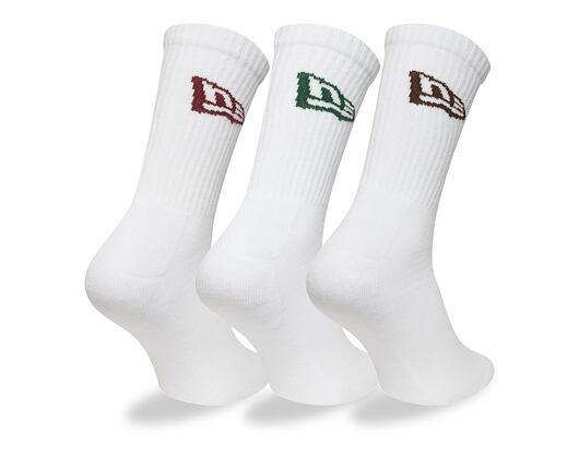 Ponožky New Era - Flag Crew Socks 3pk - White