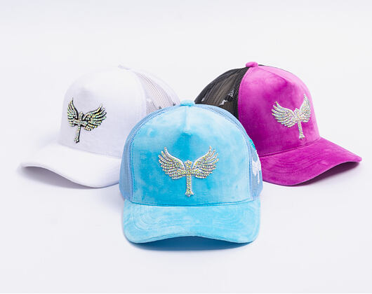 Kšiltovka Reflection Luxury Velvet Rhinostones Baby Blue