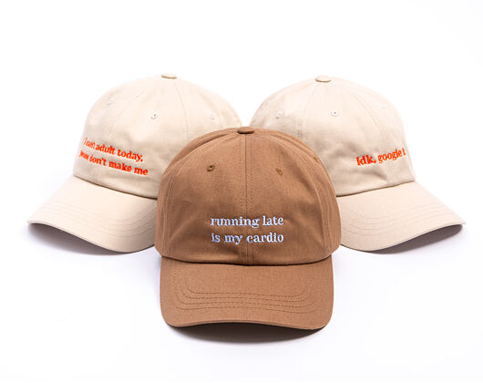 Kšiltovka 8by8 - Dadcap - "running late is my cardio" - Brown/Sky Blue