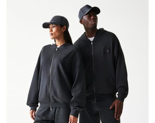 Mikina New Era - MLB Washed Full Zip Hoody - LA Dodgers - Dark Grey