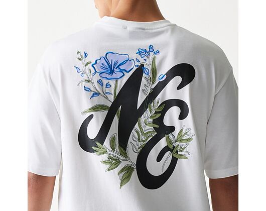 Triko New Era - Floral Graphic Oversized Tee - White