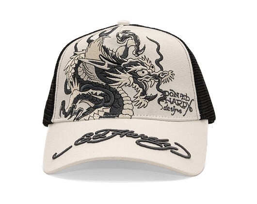 Kšiltovka Ed Hardy - Mono Giant Dragon Twill Front Mesh Trucker - White/Black