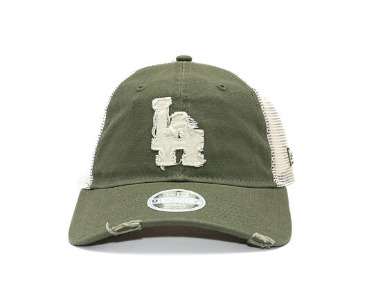Dámská Kšiltovka New Era - MLB Distress Trucker 9TWENTY Trucker - LA Dodgers - New Olive